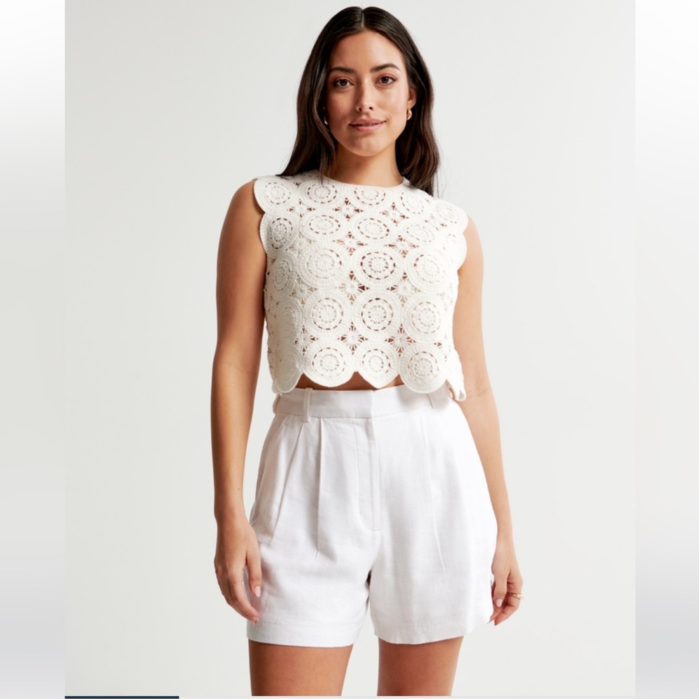 Abercrombie white linen blend shorts